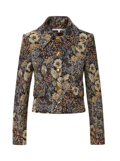 Veronica Beard Wilde Jacket With Collar in Dark Eggplant Multi