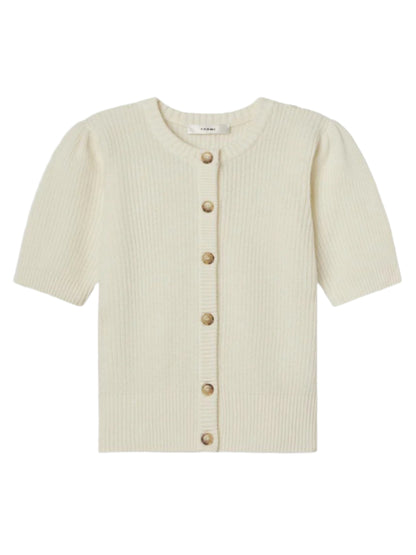 Frame Shrunken Short Sleeve Cardi in Cream