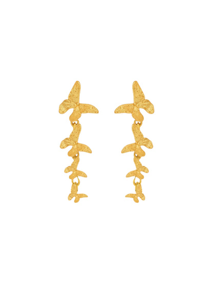 Oscar de la Renta Long Butterfly Drop Earrings in Gold