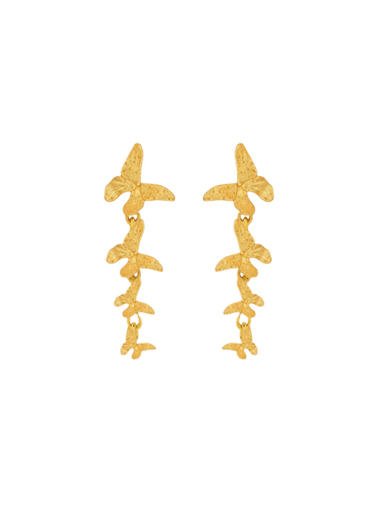 Oscar De La Renta Long Butterfly Drop Earrings in Gold
