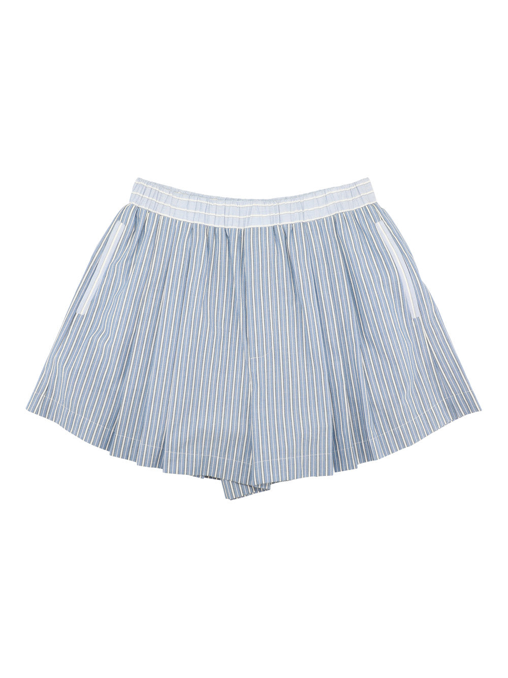 Sea Helmi Striped Shirting Pleat Short in Blue