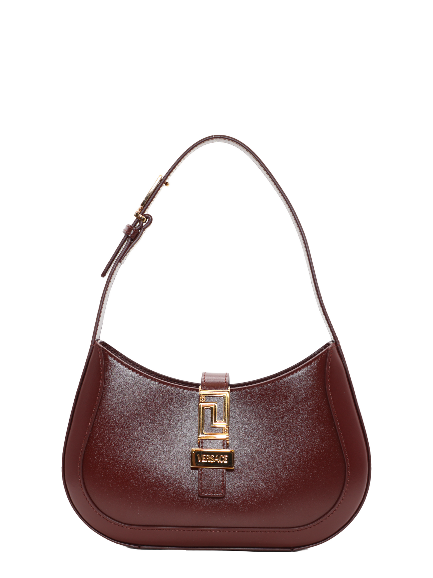 Versace Small Hobo Calf Leather in Burgundy-Versace Gold