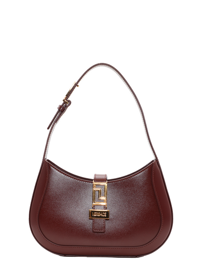 Versace Small Hobo Calf Leather in Burgundy-Versace Gold