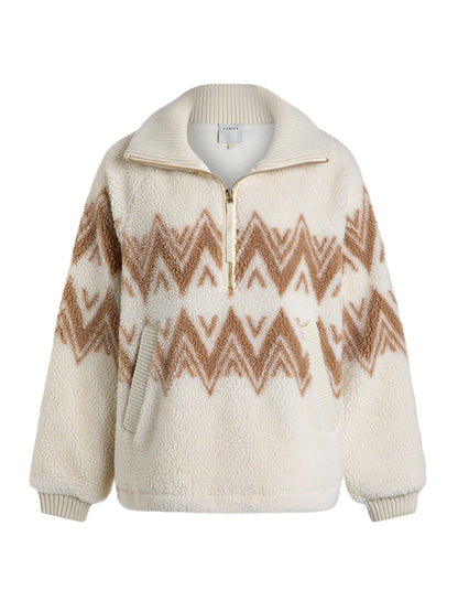 Varley Hendrik Half Zip Sherpa in Egret