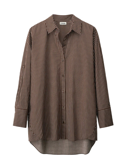 Staud Sandbar Top in Dark Oak Micro Stripe