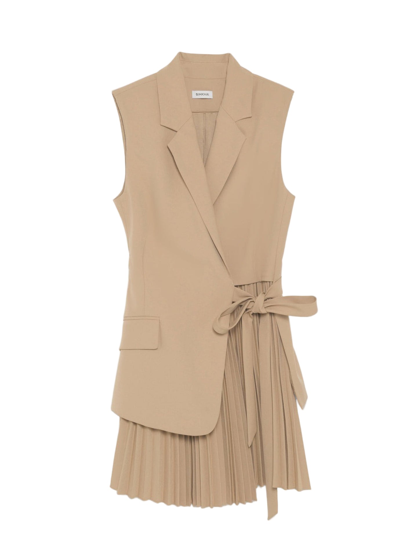 Simkkhai Eman Pleated Mini Dress in Camel