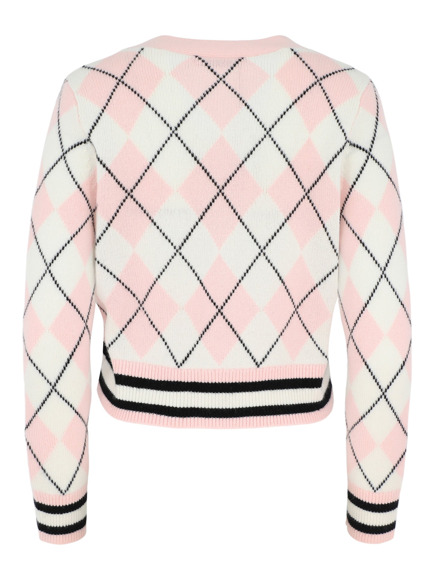 Alice + Olivia Grace Argyle Cardigan in English Rose/Multi