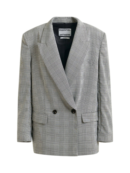 Essentiel Antwerp Ipursuit Double-Breasted Blazer in Black/Gray