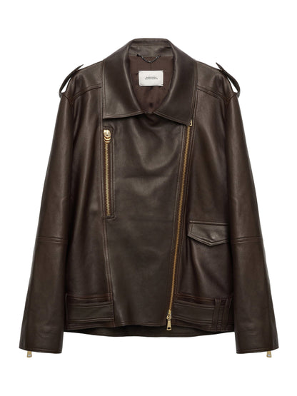 Dorothee Schumacher Biker Jacket in Black Chocolate