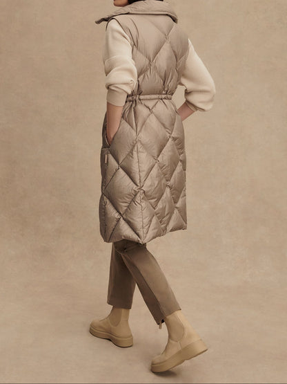 Varley Navine Long Down Gilet in Portabella Metallic