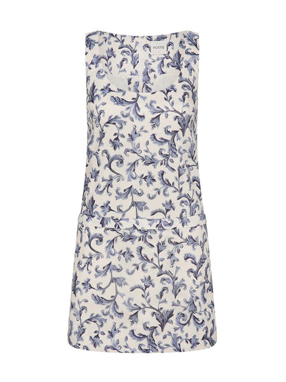 Posse Rue Shift Mini Dress in Blue Baroque