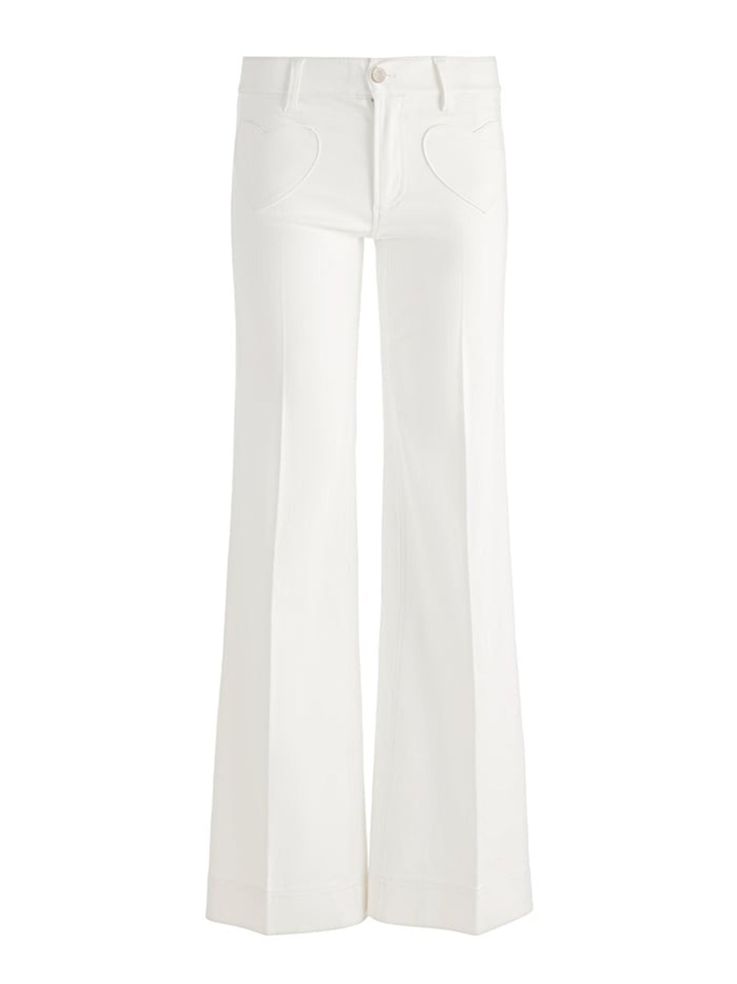 Alice + Olivia Slay Heart Front Wide Leg Jean in Vanilla