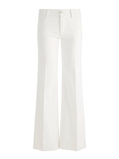Alice + Olivia Slay Heart Front Wide Leg Jean in Vanilla