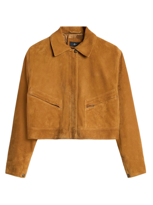 7 For All Mankind Utility Jacket in Suede Caramel