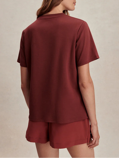Varley Stevie Branded Tee in Port