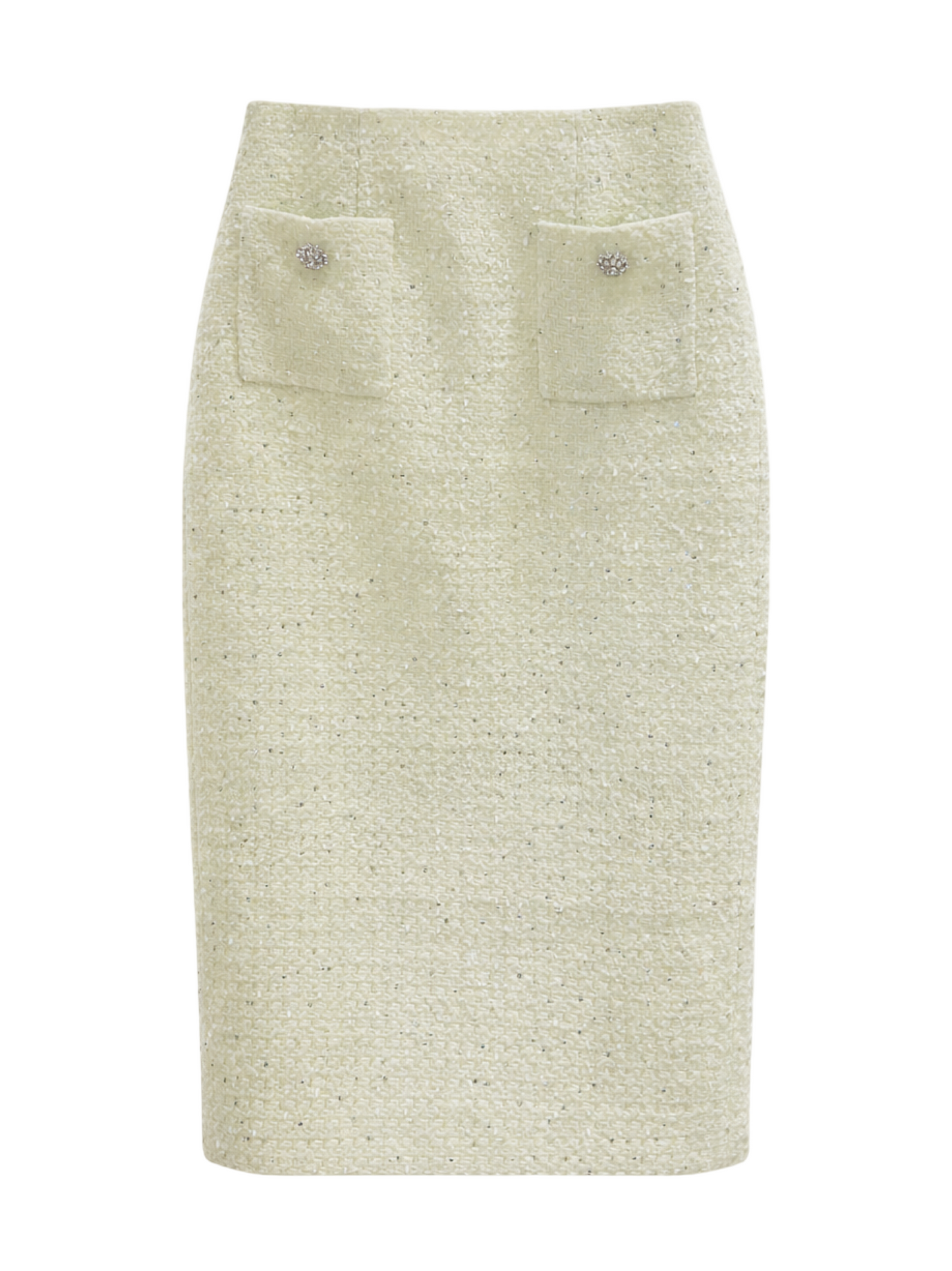 Self-Portrait Lime Boucle Midi Skirt in Green