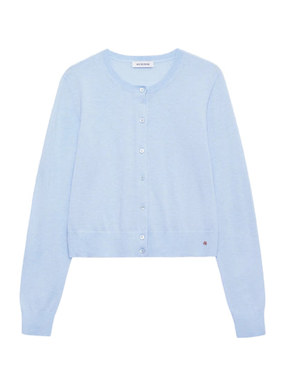 Anine Bing Moni Crop Cardigan in Pale Light Blue