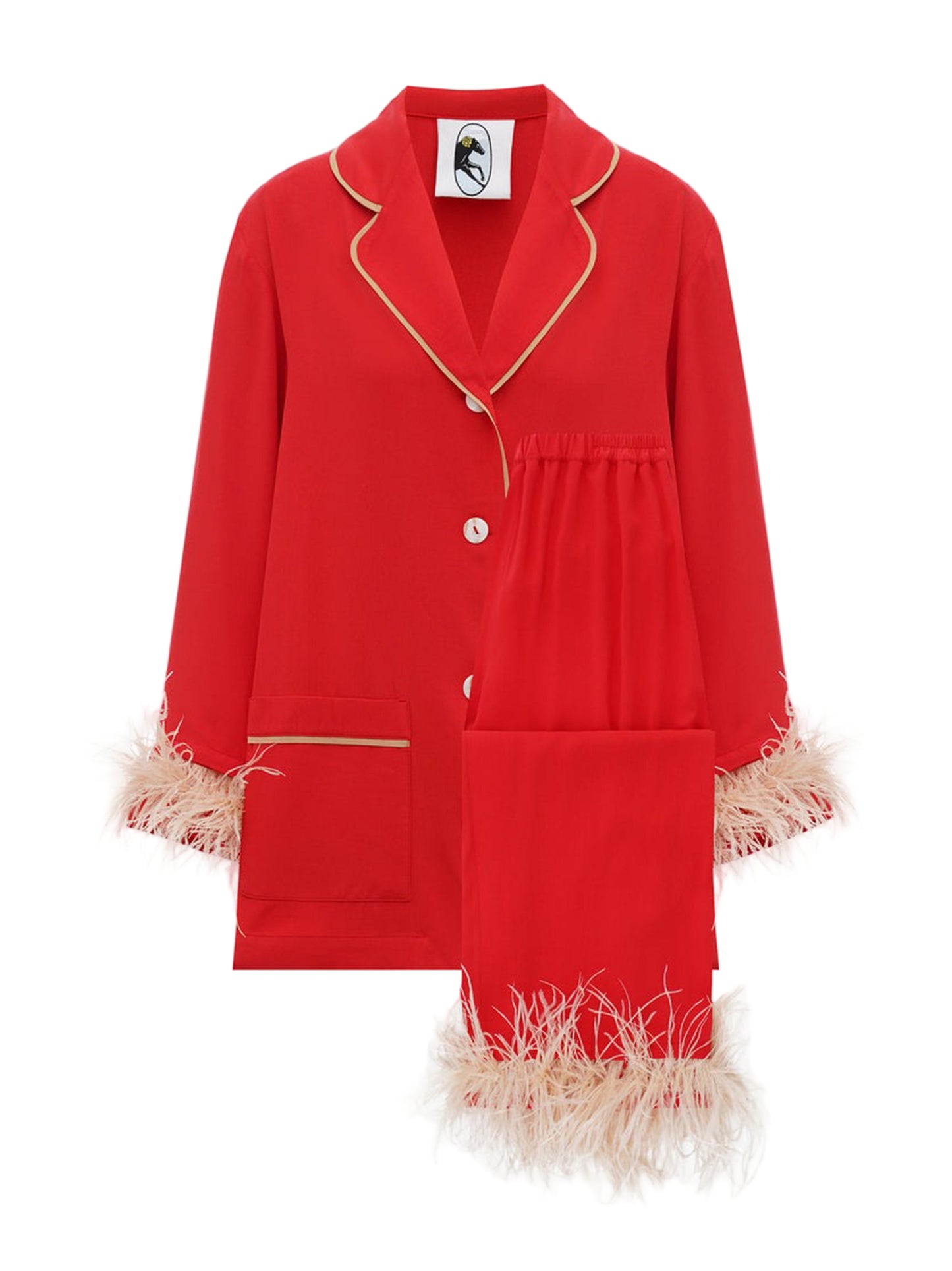 Sleeper Party Pajamas Set w/ Detachable Feathers in Red