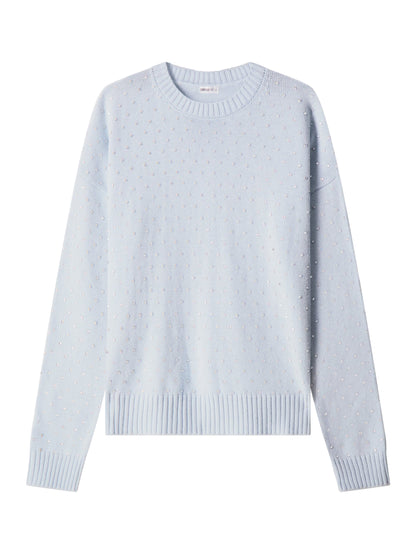 Minnie Rose Cotton Cashmere Boxy Rhinestone Crew (More Colors)