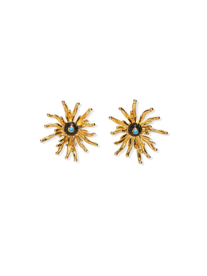 Lizzie Fortunato Cactus Flower Studs in Gold