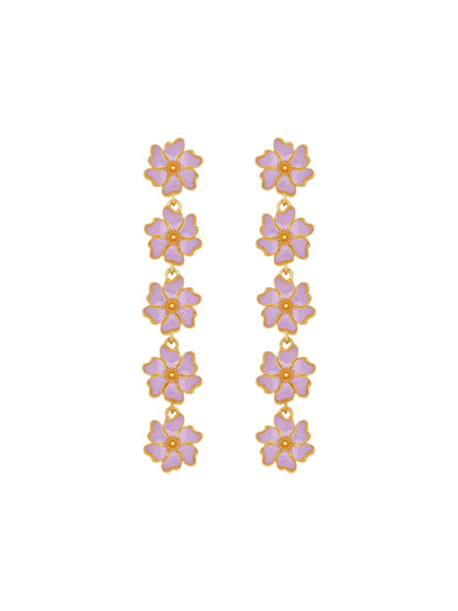 Oscar De La Renta Cherry Blossoms 5 Drop Earrings in Lavender