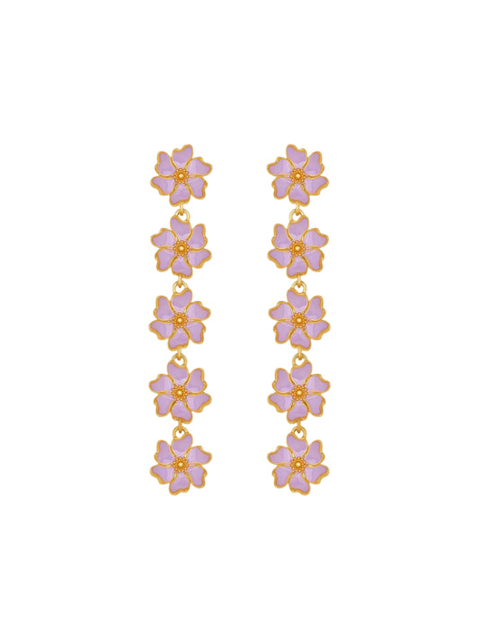Oscar De La Renta Cherry Blossoms 5 Drop Earrings in Lavender