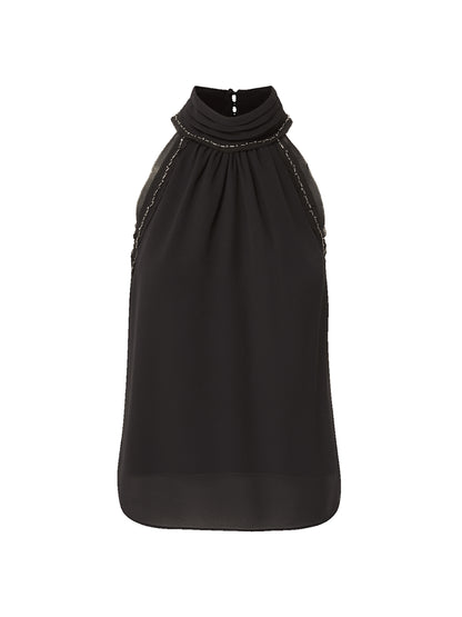 Veronica Beard Tanisha Silk Halter Top in Black