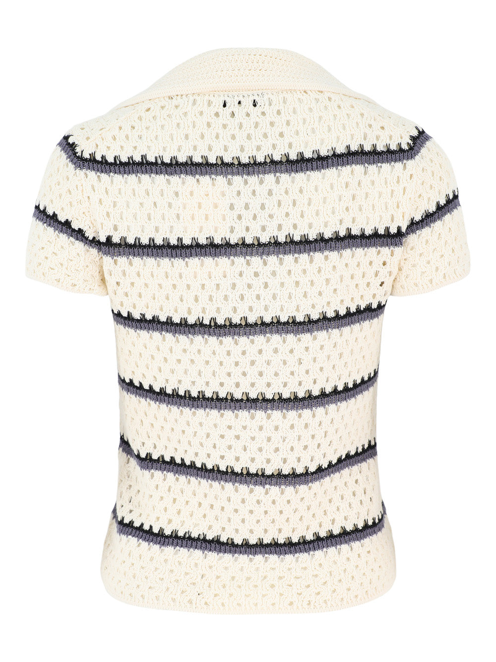 Vince Macrame Stripe Henley in Off White Combo