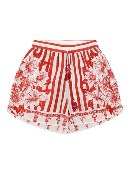 Farm Rio Short in Floral Chain Stripes