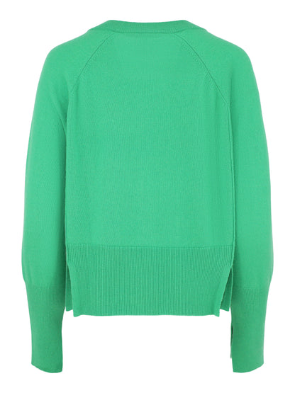 Autumn Cashmere Raglan Crew w/ Side Slits in Kelly