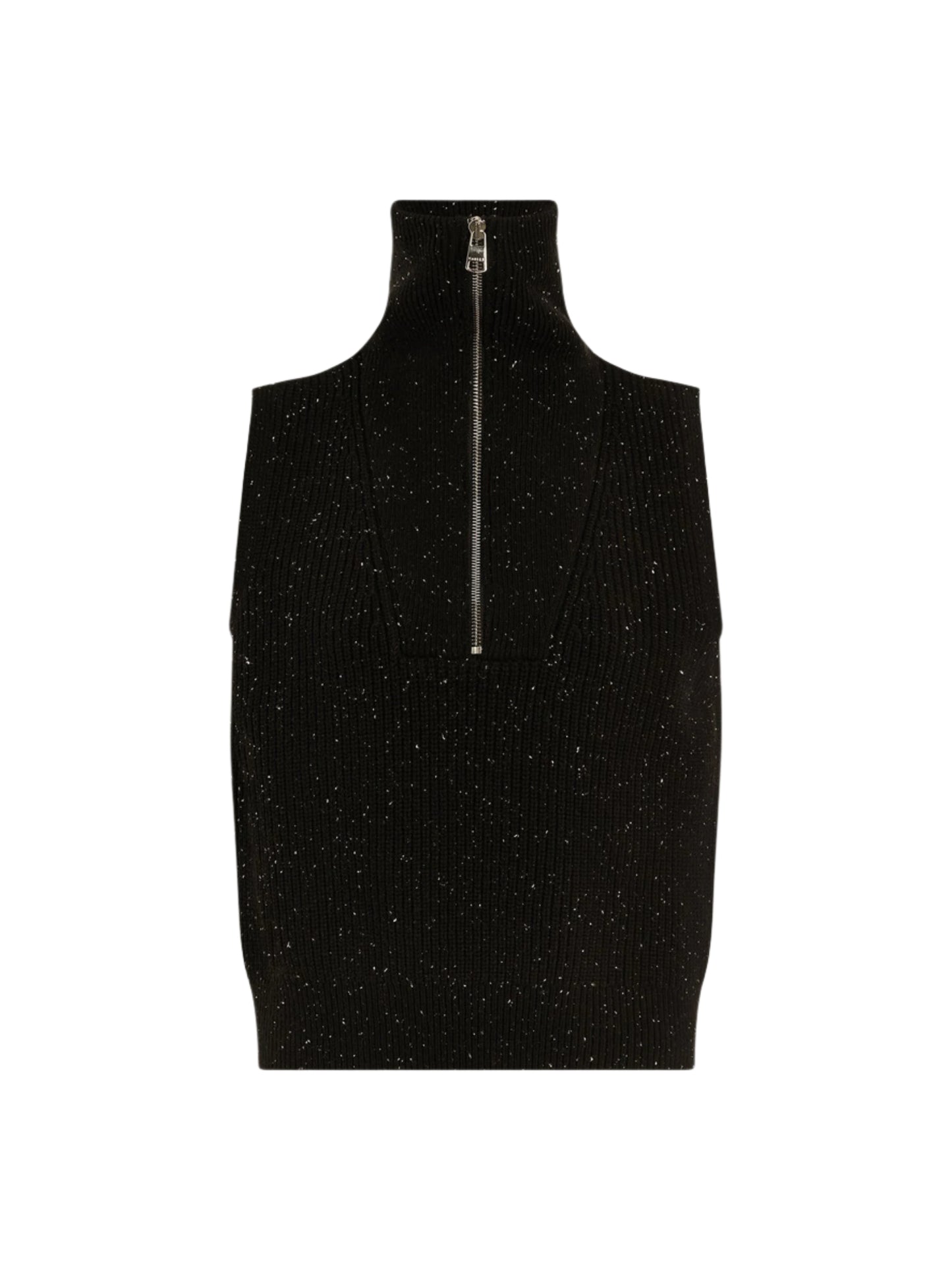 Varley Hally Half Zip Rib Vest in Black Fleck