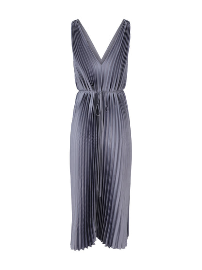 Vince Hand Smocked Pleated Dress in Mauve Thistle