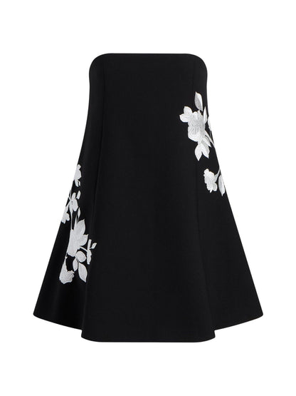 Cinq à Sept Trailing Floral Irla Dress in Black/Ivory