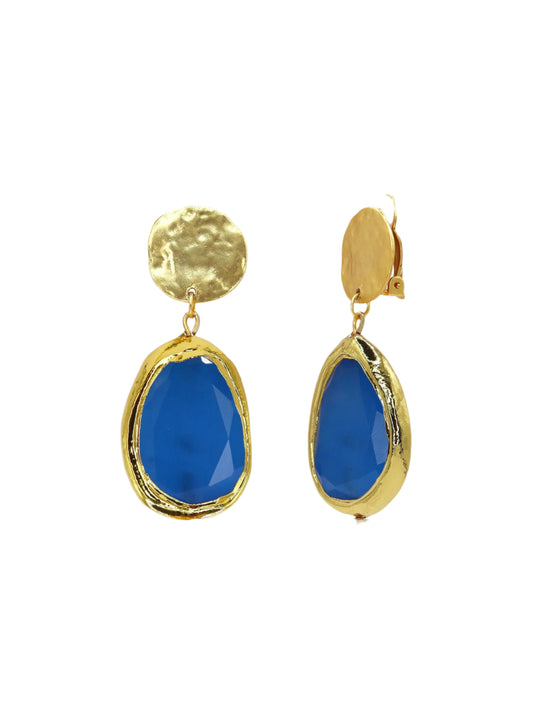 Karine Sultan Vivid Gems Clip-On Earrings in Cobalt Blue