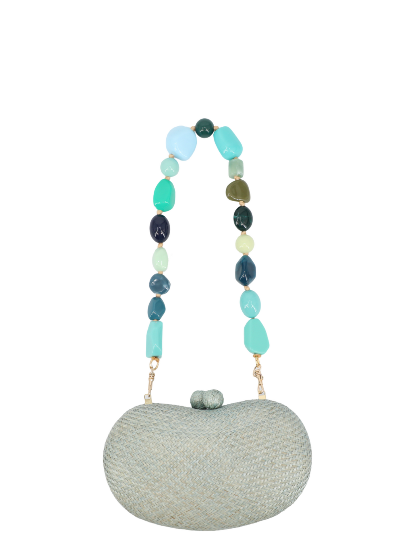 Serpui Lyra Bean Clutch Bag in Gray/Blue