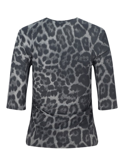 Stella McCartney Leopard Print Top in Ash Grey