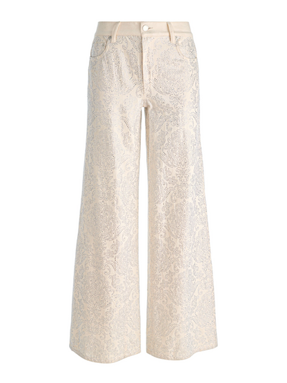 Alice + Olivia Amazing Embellished Jean in Off White