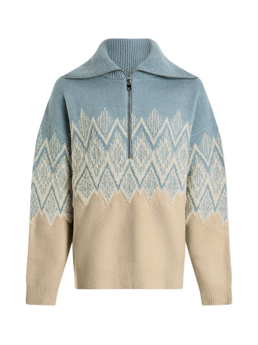Varley Hedda Fairisle Half Zip in Ashley Blue