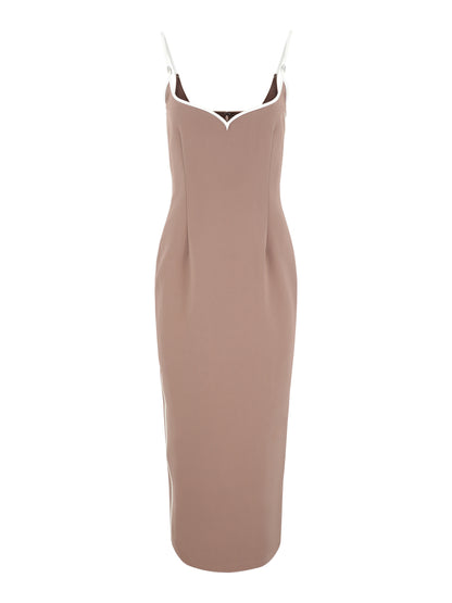 Paris Georgia Heart Dress With Pebble in Coffee and Cream