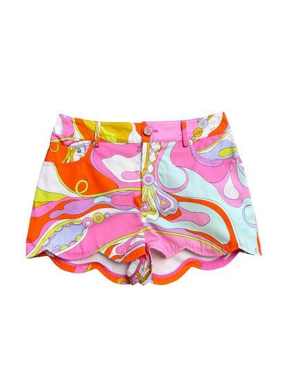 Pucci Orchidee Print Scallop Trim Shorts