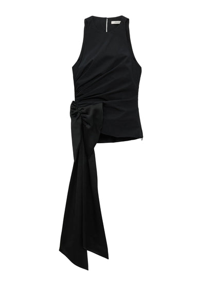 Dorothee Schumacher Poplin Power Top With Maxi Bow in Pure Black