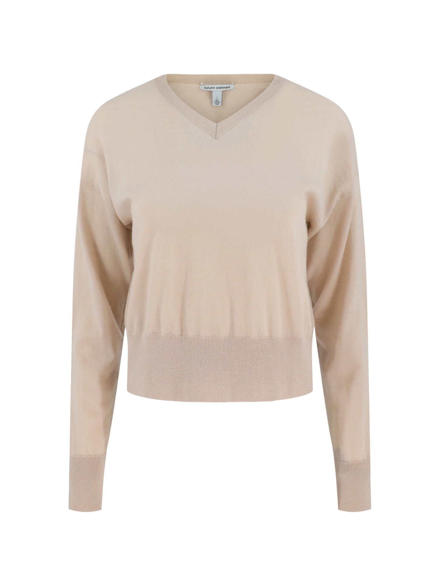 Autumn Cashmere Long Sleeve High V Sweater in Latte
