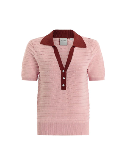 Varley Wren Knit Polo in Zephyr Mauve/Port