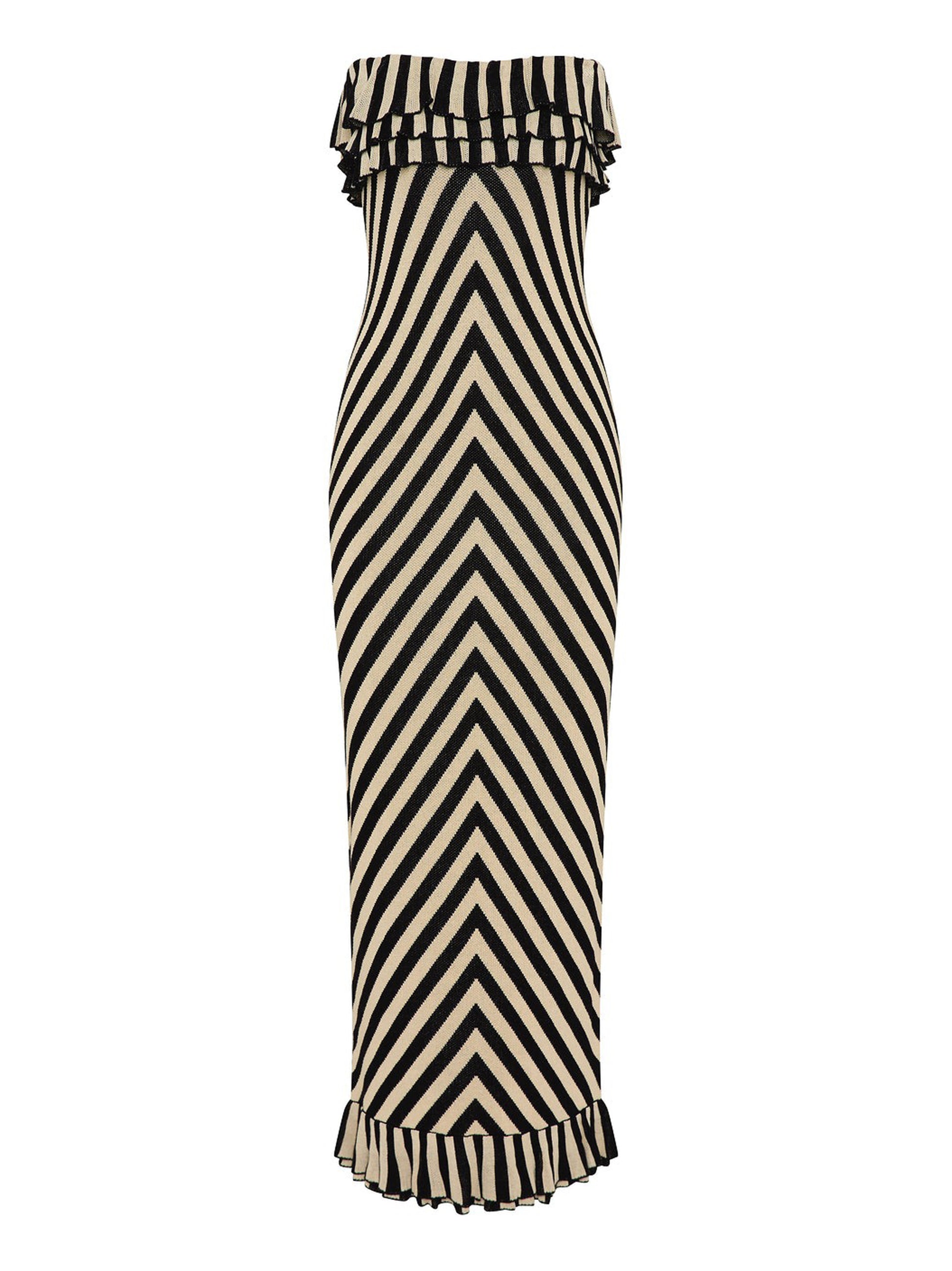 Posse Miles Strapless Dress in Cream & Black Posse Miles Strapless Dress in Cream & Black