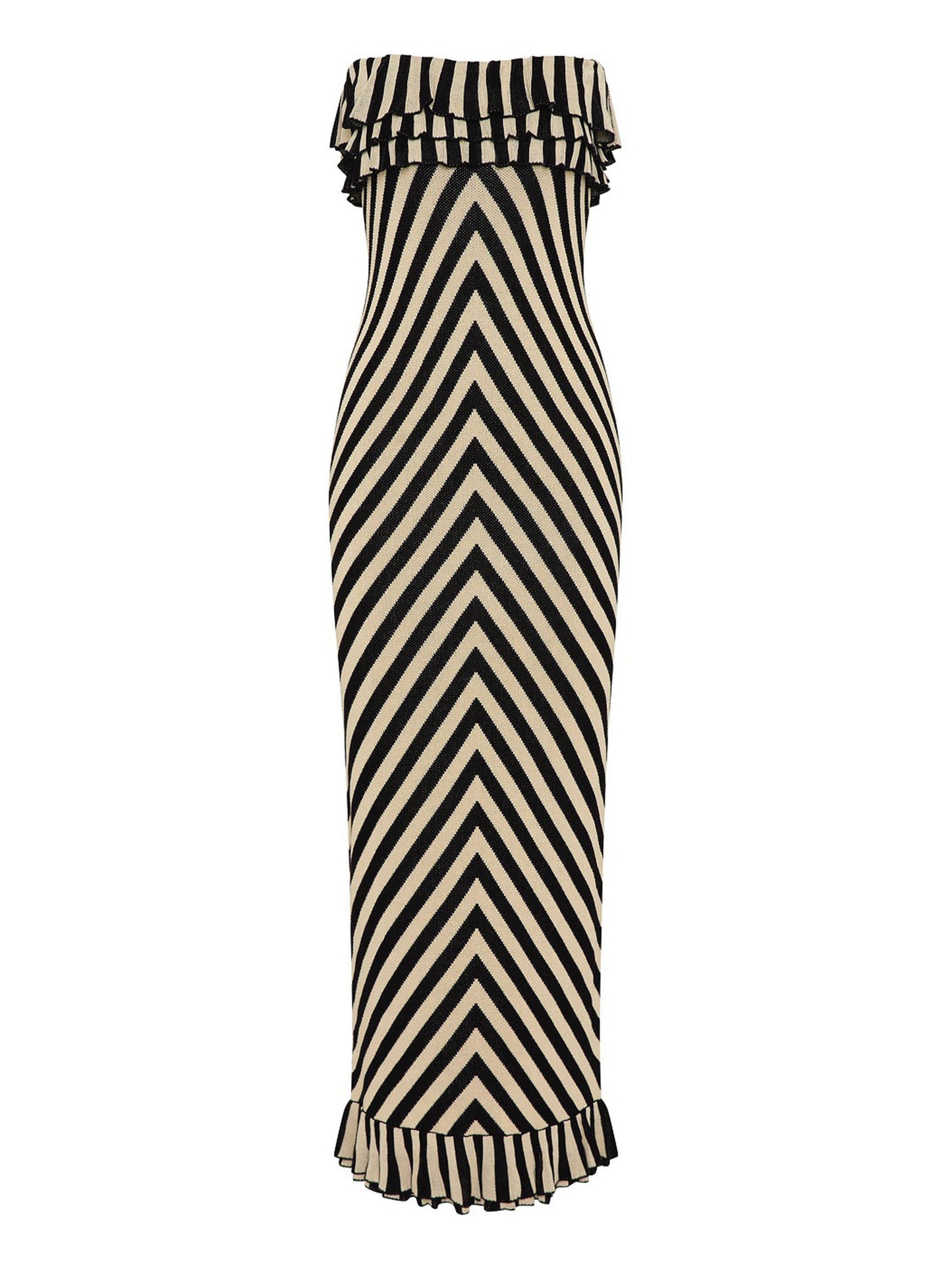 Posse Miles Strapless Dress in Cream & Black