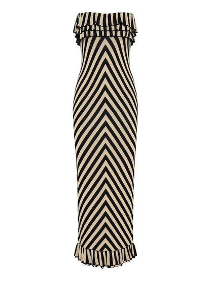 Posse Miles Strapless Dress in Cream & Black