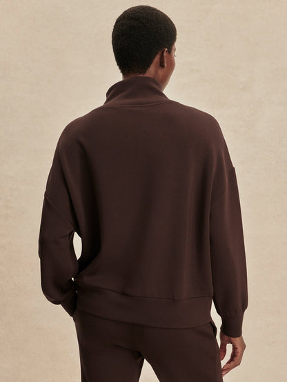 Varley Hawley Half Zip Sweat in Coffee Bean
