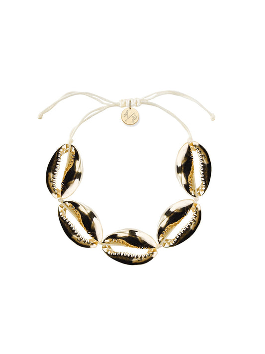 Adriana Pappas Gold/Shell on Ivory Cord Bracelet