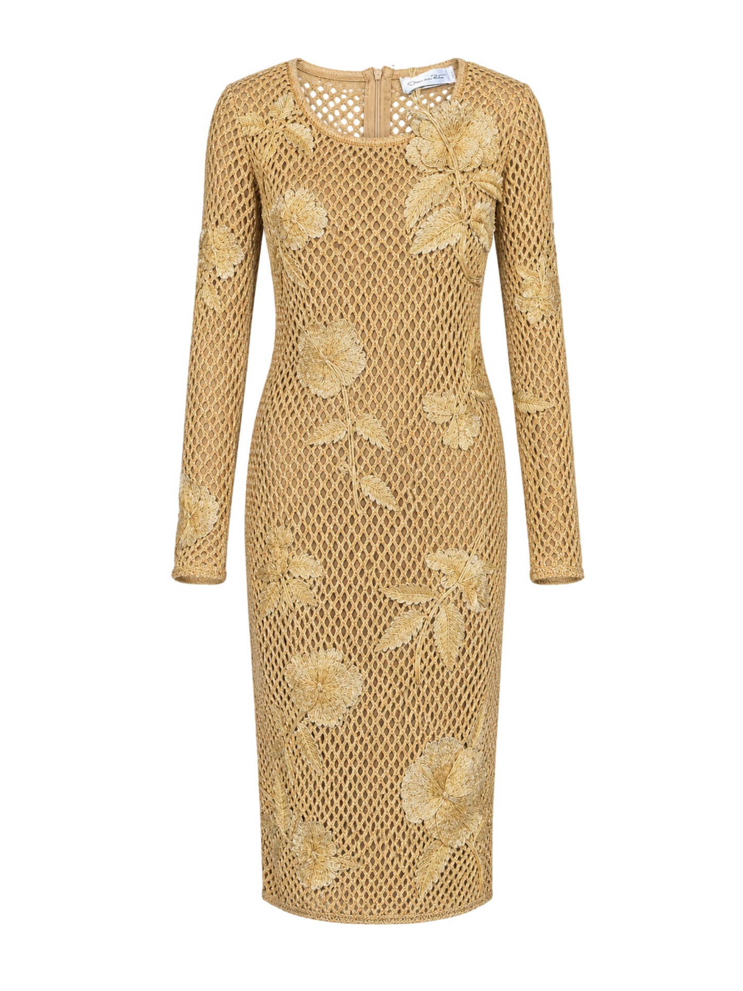 L/S Scoop Nk Mesh Knit Dress w/ Patches