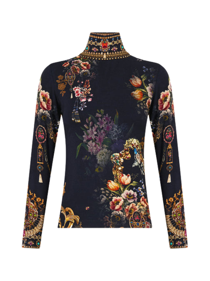Camilla Jersey Turtleneck in Night Garden